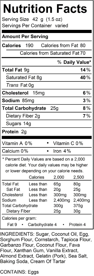 Simply Savory Gluten Free Sugar Cookies Nutrional Value